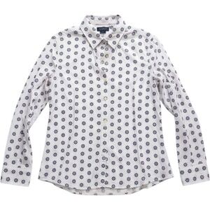 Banana‎ Republic Soft Wash Shirt Womens XL White Navy Nautical Ship Wheel Cotton